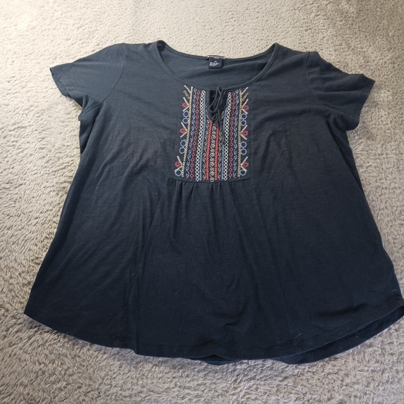 Architect Tunic Top Embroidered Tie Neck Blouse Boho Chic Festival Womens‎ 2X - Picture 1 of 8